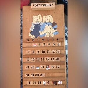 Vintage Wooden Wall Hanging Perpetual Calendar